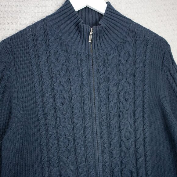 2000's L.L. Bean Cable Knit Zip Up Cardigan - Picture 4 of 8